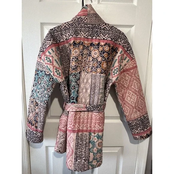 Julia Amory Hazel Wrap Jacket Rose Kilm Patchwork Womens M - Picture 6 of 15